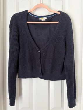 Boden Navy V-Neck Cropped Button Cardigan